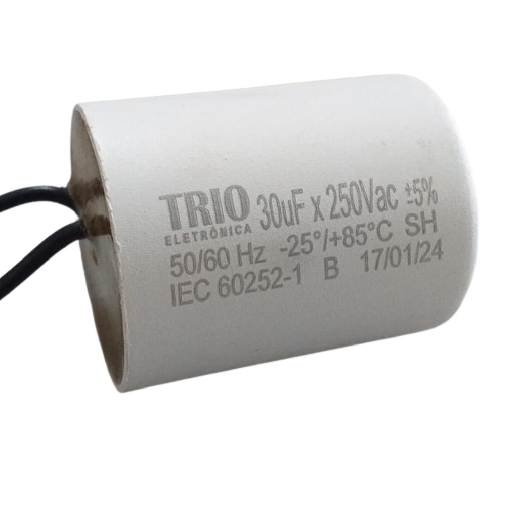 Capacitor 30MF - 250/VAC com fio  -  Acton
