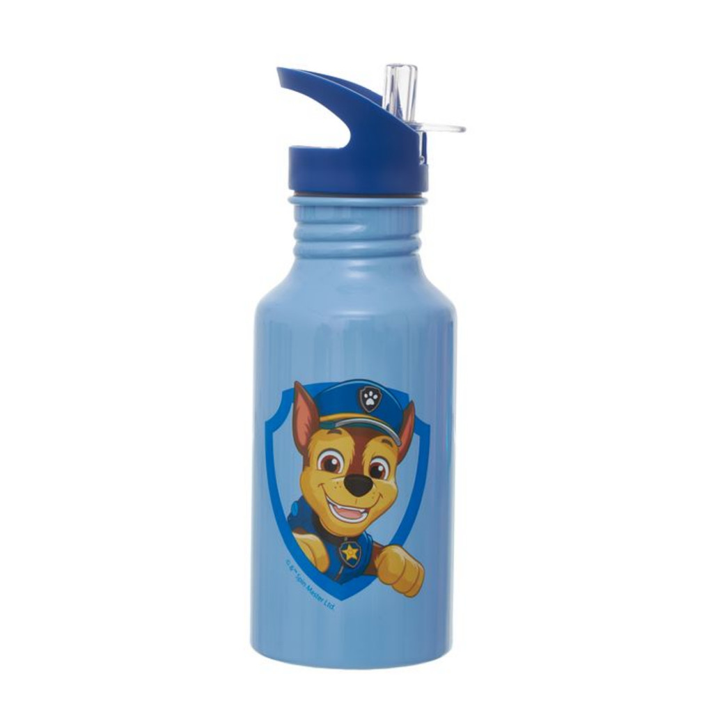 Garrafa Infantil Canudo Retrátil Resistente Patrulha Canina Alumínio Escolar Passeio Viagens 500ml