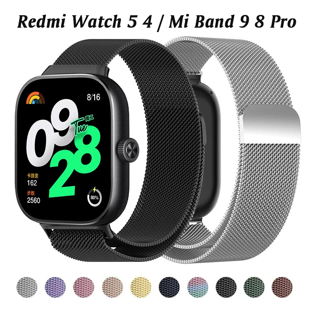 Pulseira de Aços inoxidáveis para Xiaomi Watch Band 9 Pro Mi Band8 Band9 Pro / Redmi Watch 6 5 4 em Oferta na Shopee