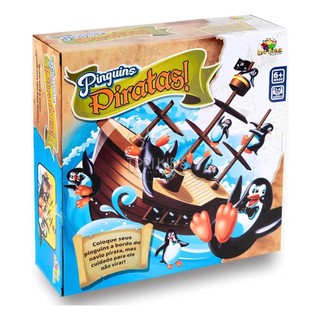 Pinguim Pirata Equilíbrio Navio Brinquedo Infantil Jogo Tabuleiro Empilhar Aventura Educativo 4 Anos