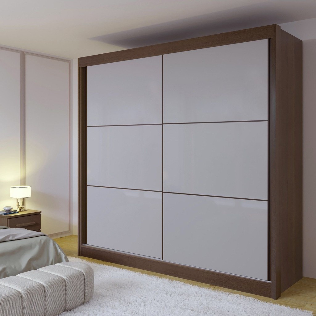 Guarda-Roupa Casal 2 Portas 6 Gavetas 100% MDF Hawai Marrom/Castanho/Off White Castanho/Off White