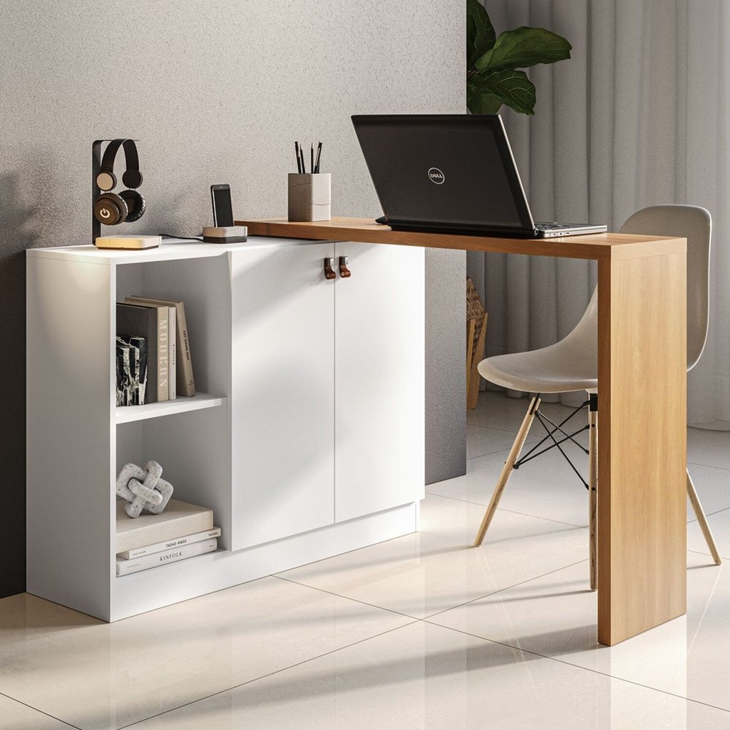 Escrivaninha Mesa Escritório Versa Home 107cm 2 Portas