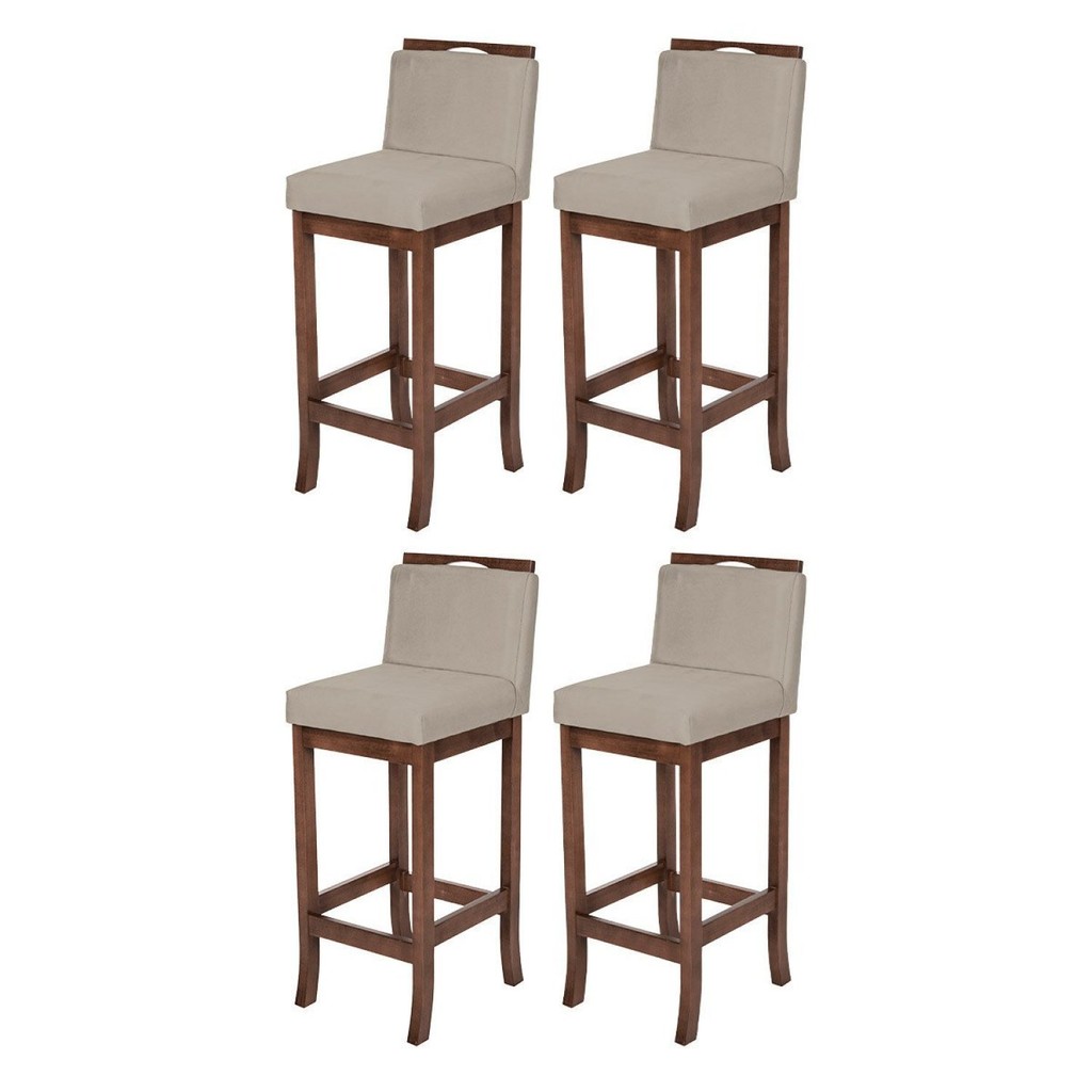 Kit 4 Banqueta Alta em Madeira Maciça 4 em Oferta na Shopee