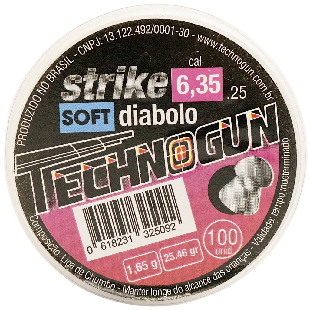 Chumbinho Technogun Strike Diabolô Soft 6.35mm - 100un em Oferta na Shopee