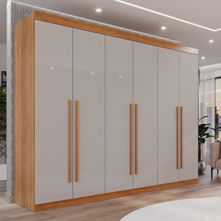 Guarda Roupa Casal 6 Portas 6 Gavetas Gramado 100% MDF Cinamomo/Off White em Oferta na Shopee