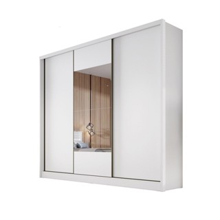 Guarda Roupa Casal MDF com Espelho 3 Portas 6 Gavetas Montreal  Branco em Oferta na Shopee
