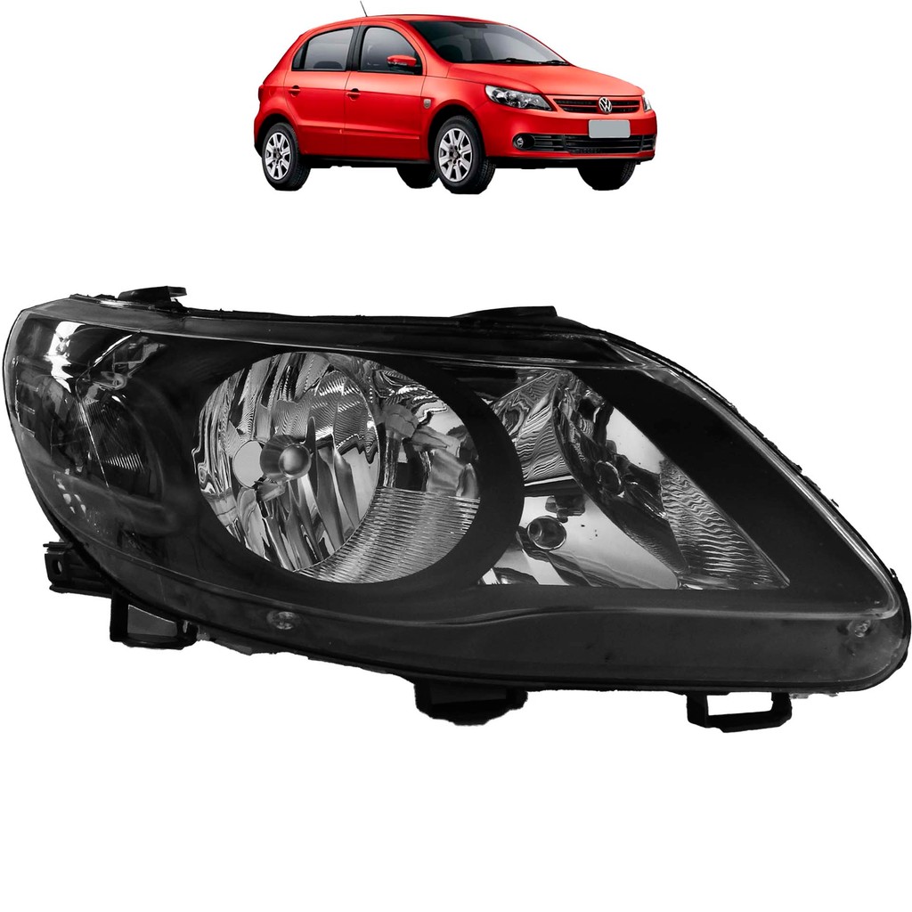 Farol Gol G5 2009 2010 2011 2012 FOCO Duplo Máscara Negra · foto 2