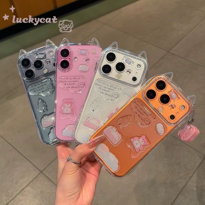 Compatível Com iPhone 17 16 15 14 13 12 11 Pro Max X Xr Xs 7 8 Plus SE2020 Capa De Telefone Desenho Animado DIY Urso Ros