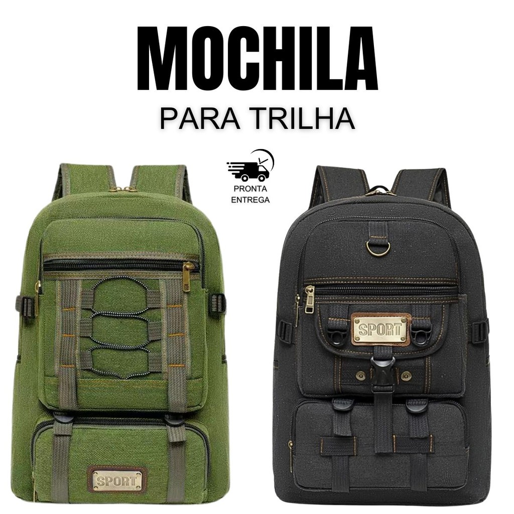 Mochila Lona Média Reforçada Masculina Feminina Camping Trabalho Trilha Faculdade em Oferta na Shopee