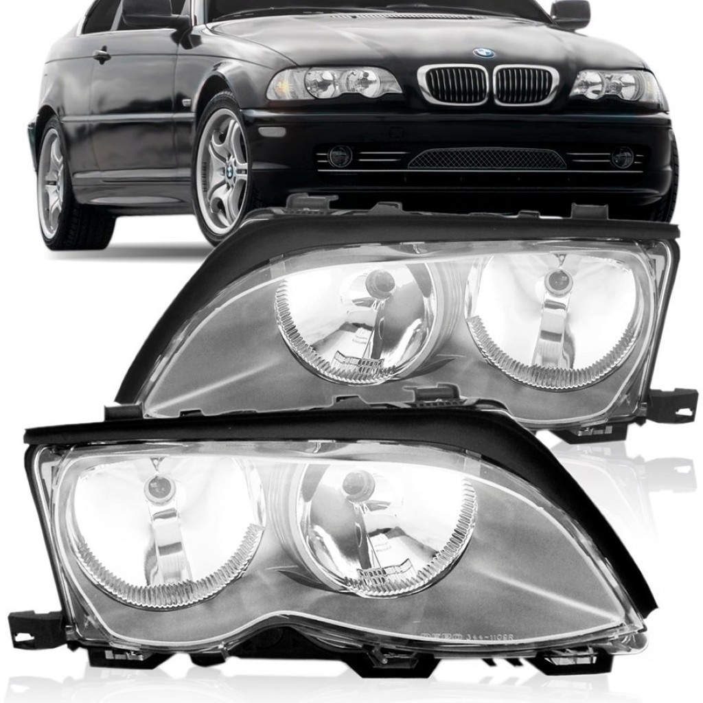 Farol Bmw Serie 3 Cromado1999 A 2001 Com Motor