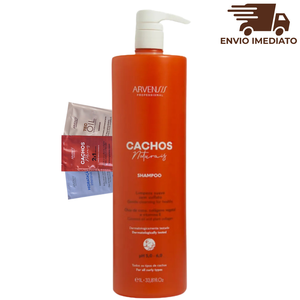 Shampoo Arvensis Sem Sulfato Cachos Naturais Vegano Limpeza Suave Diária 1L
