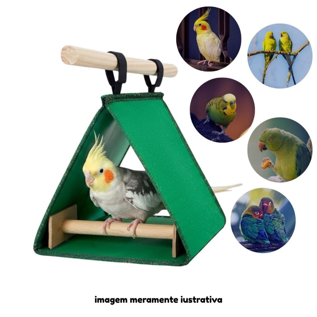 Cabana Suspensa com Poleiro p/ Aves Cama Toquinha Toca Bird Pássaros Calopsita Roedores Hamster