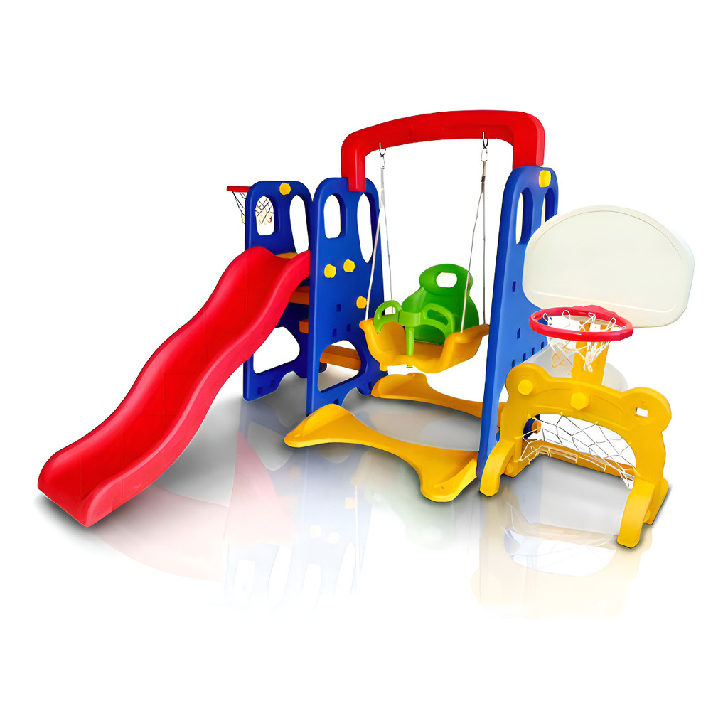 Playground 5x1 Importway Infantil com Escorregador Balanço Gol e Cesta de Basquete Completo