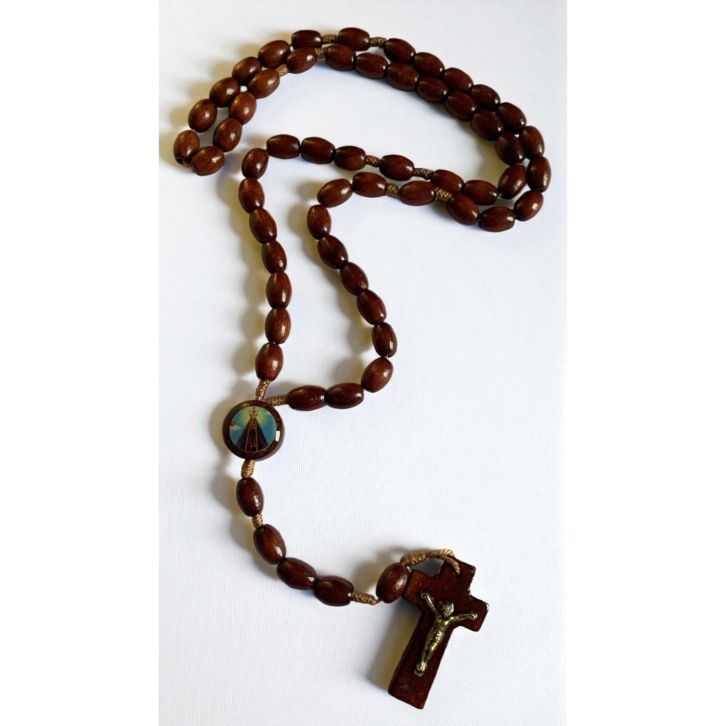 Terço Madeira Nossa Senhora Aparecida -Santas Chagas - São Jose - São Miguel - São Bento em Oferta na Shopee