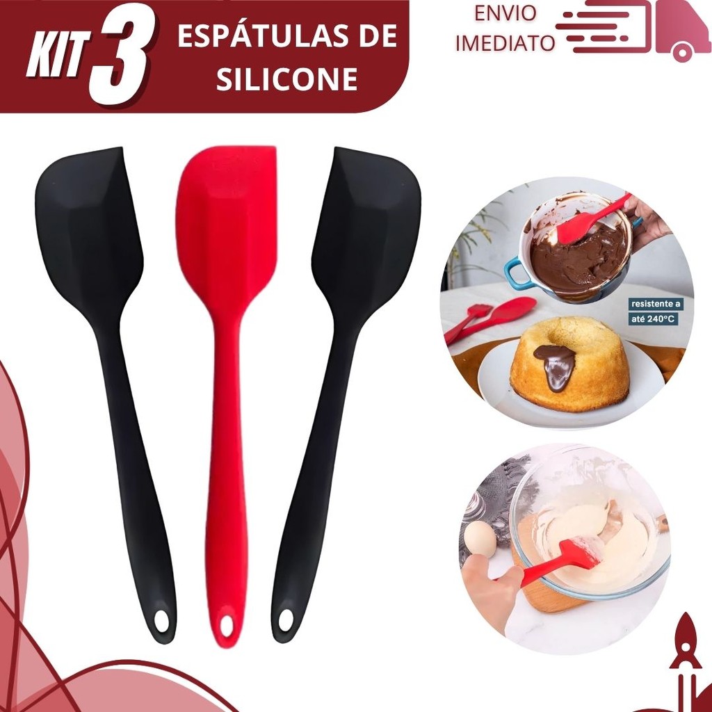 Kit 3/2/1 Espátula De Silicone Premium Kit Culinário Antiaderente Resistente Calor + Qualidade Pro