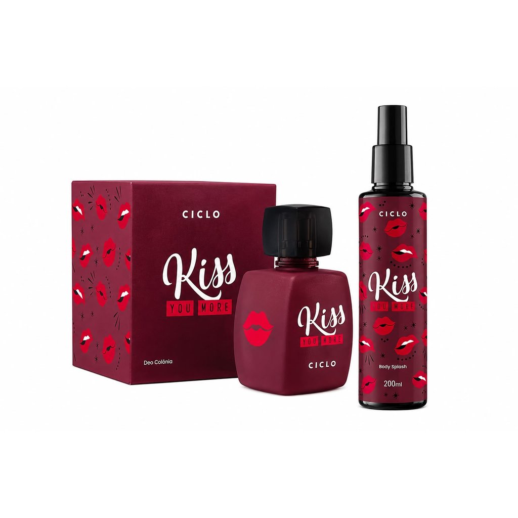 KIT CICLO DEO COLONIA KISS YOU MORE 100ML + BODY SPLASH KISS YOU MORE 200ML