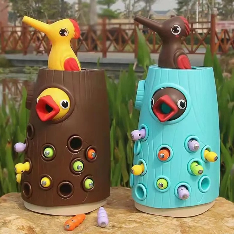 Jogo Magnético Pica-Pau: o Verme, Brinquedo de Pesca, Alimentação de Animais, Foco Educacional, Cultiva a Curiosid
