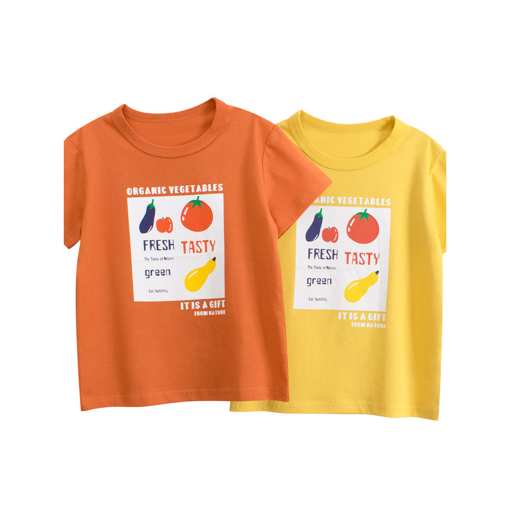 27home Roupas infantis de algodão puro verão frutas infantis camiseta de manga curta versão coreana crianças médias pequ