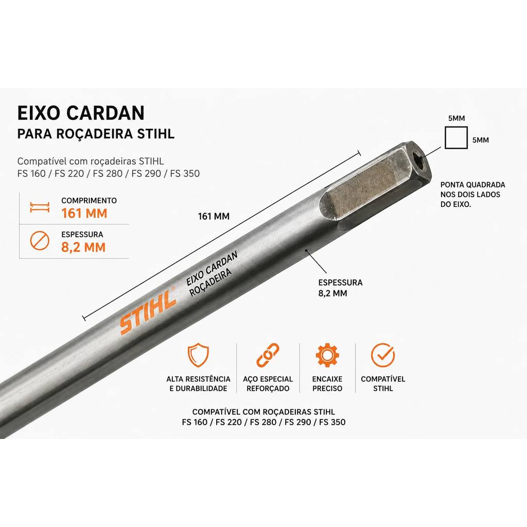 Eixo Cardan Para Roçadeiras Stihl FS160/220/280/350