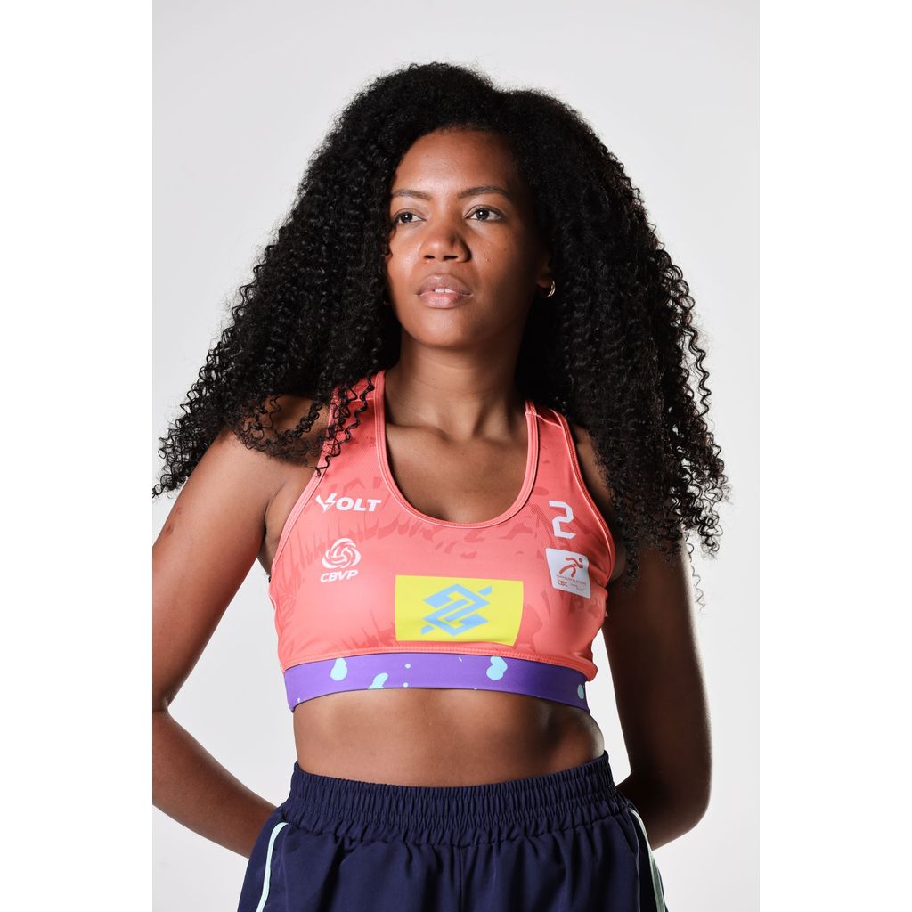 Top 2 Vôlei de Praia Brasil Oficial Feminino Coral Volt