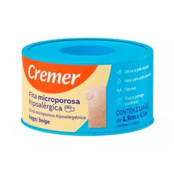 Fita Microporosa Cremer Bege 2,5cmx4,5m - Embalagem com 12 Unidades
