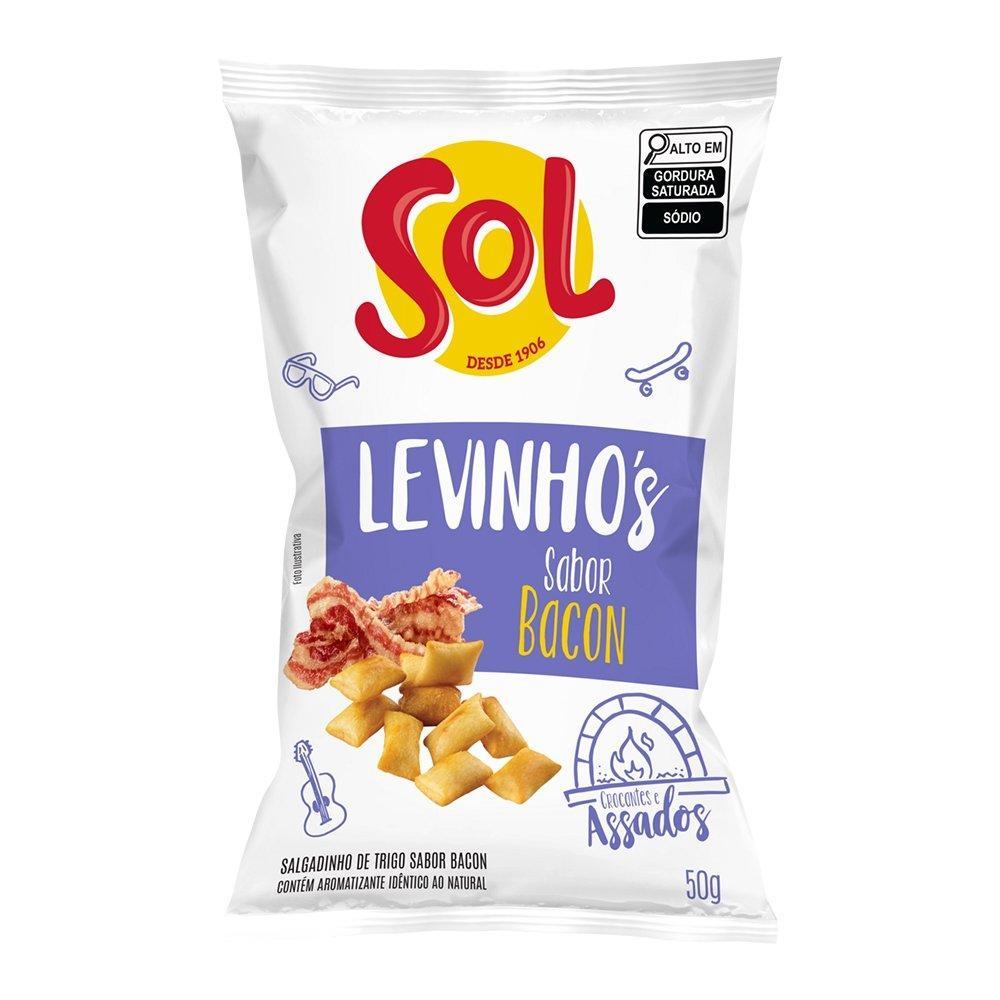 Biscoito Salgadinho Levinhos Bacon 50g - Embalagem com 36 Unidades