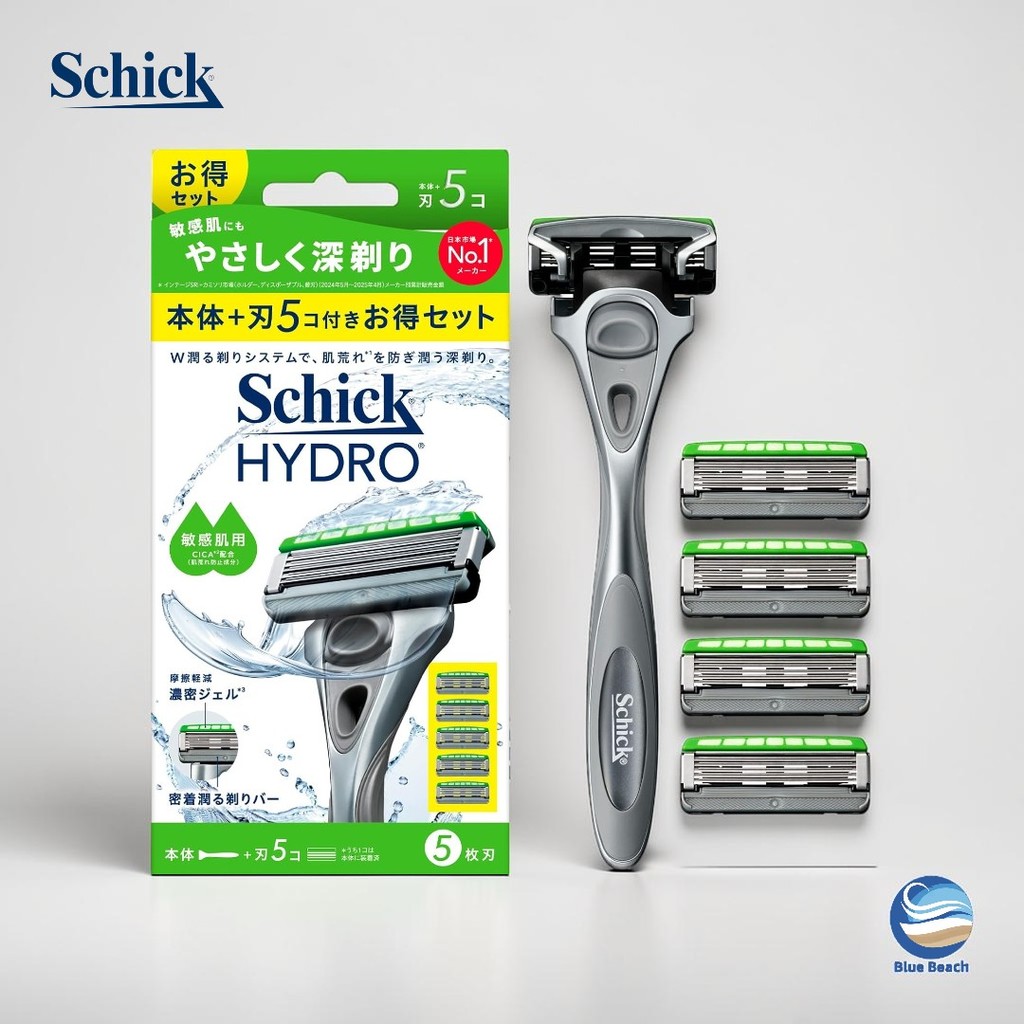 Schick Hydro Barbeador Pele Sensivel/5 Laminas/Gel Hidratante/Protetor de Pele/Kit+Reposto