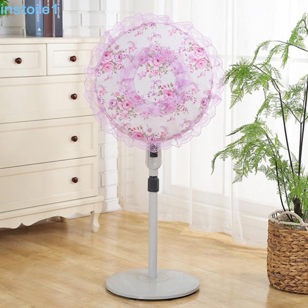 Capa De Ventilador Elétrico De Renda INSTORE , Redonda Contra Poeira Estilo Pastoral , Capas De Chão Florais Para Preven