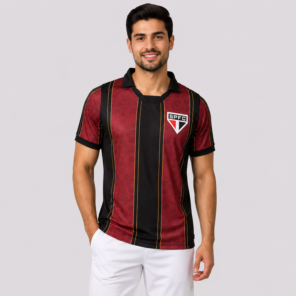 Camisa São Paulo Esportiva Manto Sagrado Preta e Bordô