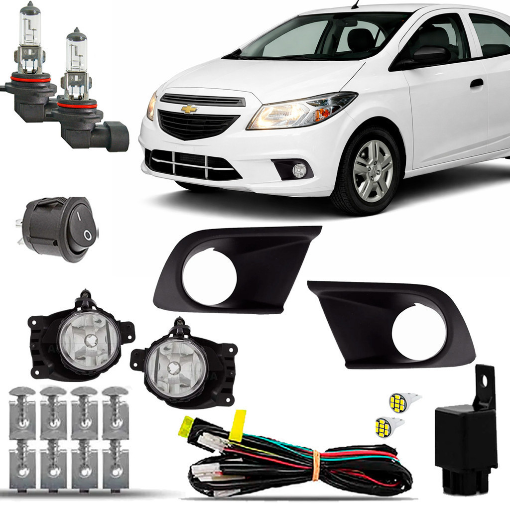 Kit Farol Milha Farolete Auxiliar Cibie Neblina Completo Onix Joy 2016 2017 2018 2019 2020 + Molduras Pretas