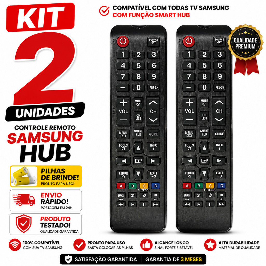 Controle Remoto Compatível TV Smart Samsung Hub Universal Substitui Original Envio Imediato
