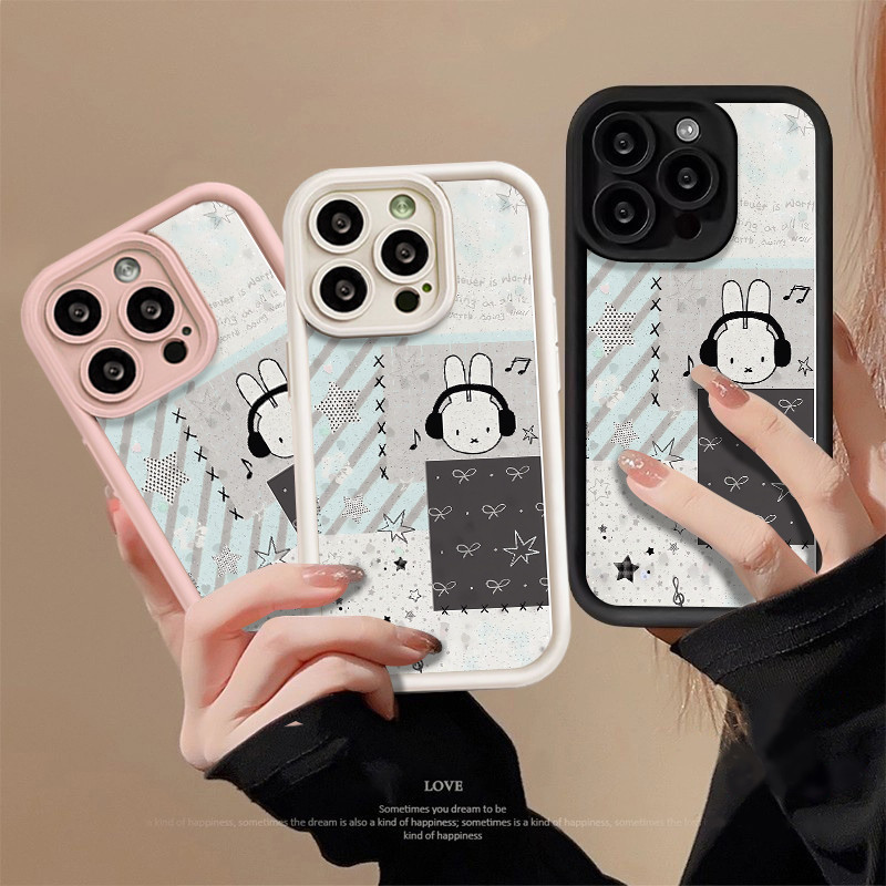 Capa Macia Anti-impacto Fone De Ouvido Coelho Estrela Música Para Motorola E13 G