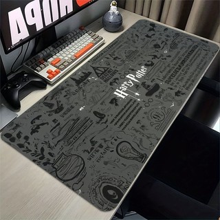 Mouse Pad Grande Gamer Com Estampa de Escola de Magia e Bruxaria Harry Cinza Para Presente