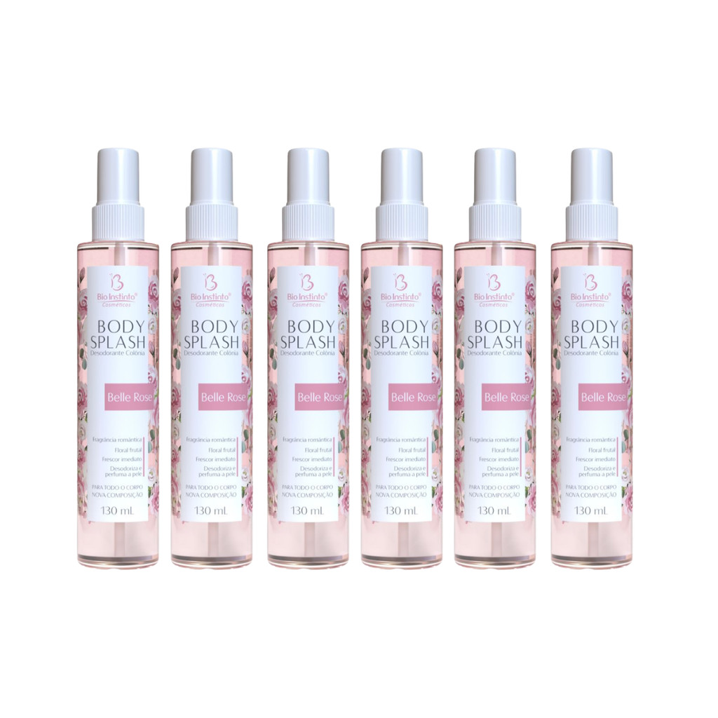 Kit 6 Body Splash Belle Rose 130ml Bio Instinto