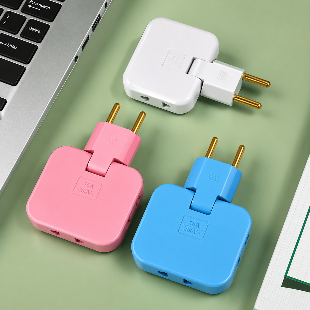 Adaptador Elétrico 3 Saídas Dobrável 16A Alta Resistência para Eletrodomésticos e Carregadores