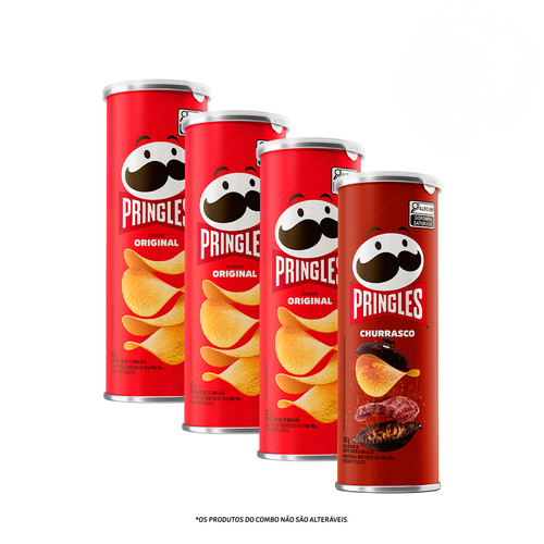 Combo Pringles Original 3 unid + Pringles Churrasco 1 unid