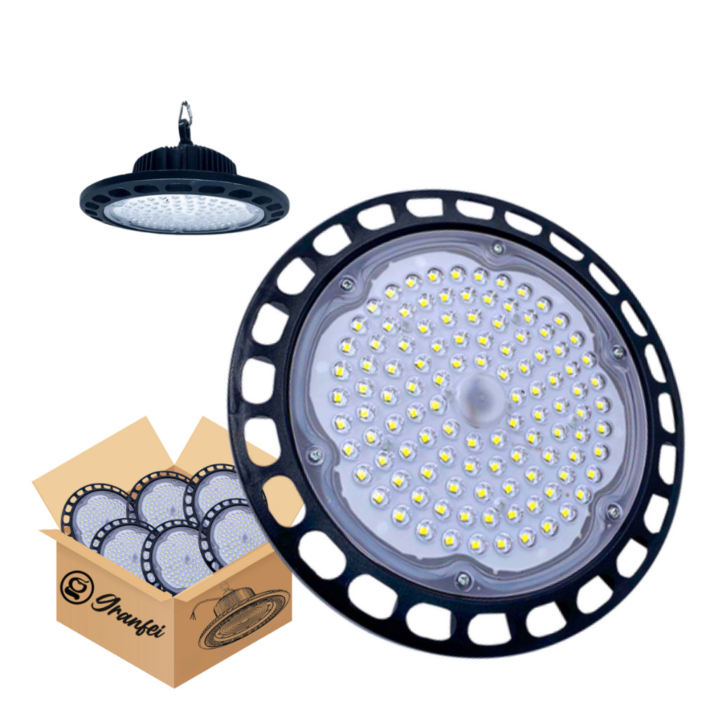 Kit 12 Luminaria Led Ufo Highbay 150w Refletor Industrial Para Galpao E Fabrica Redondo Bivolt 6500k Luz Branco Frio