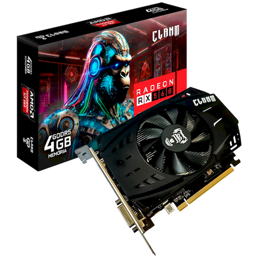 Placa de Vídeo Clanm RX 560, 4GB, GDDR5, 128-bit, CLANM13323