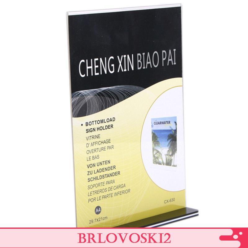 [Brlovoski2] Suporte De Sinal Acrílico Para Exibição De Fotos A4 Transparente Em Forma De T Flyer