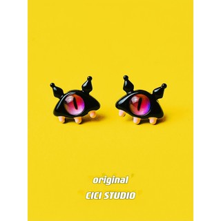 CICI nicho criativo exclusivo doce cor legal pequeno monstro pupila contraste cor feito à mão engraçado brincos de agulh