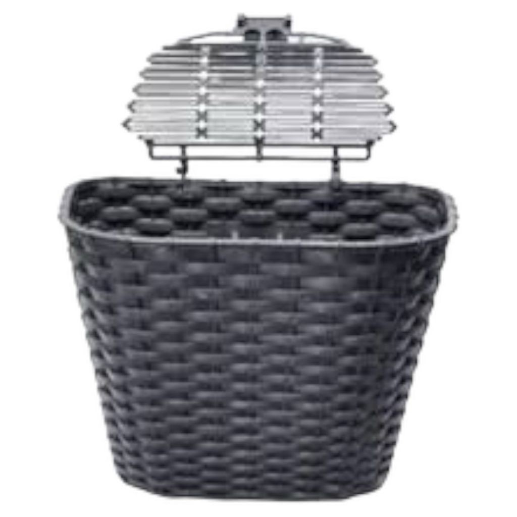 Cesta Grande C/tampa Plástico P/bike Aro 26 Nylon Preta Bike — imagem 2 de 2