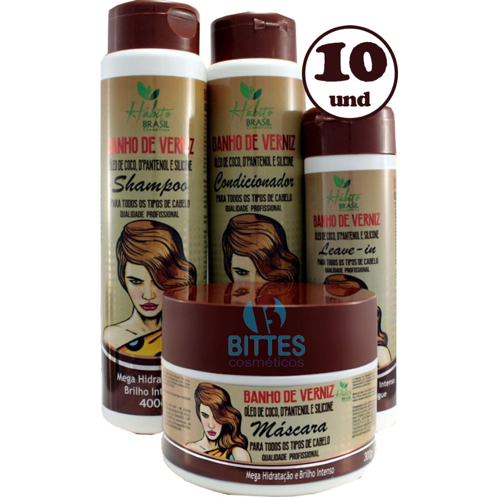 10 KIT VERNIZ CHARMELLE COSMÉTICOS BRILHO INTENSO RECONSTRUÇÃO HIDRATAÇÃO CABELO FIOS