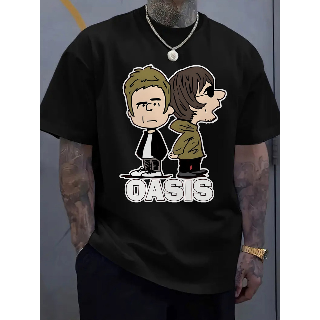 Camiseta Unissex Premium Plus size Oasis Vintage Personagem Básica Oversized 100% Algodão Confecção Própria Streetwear