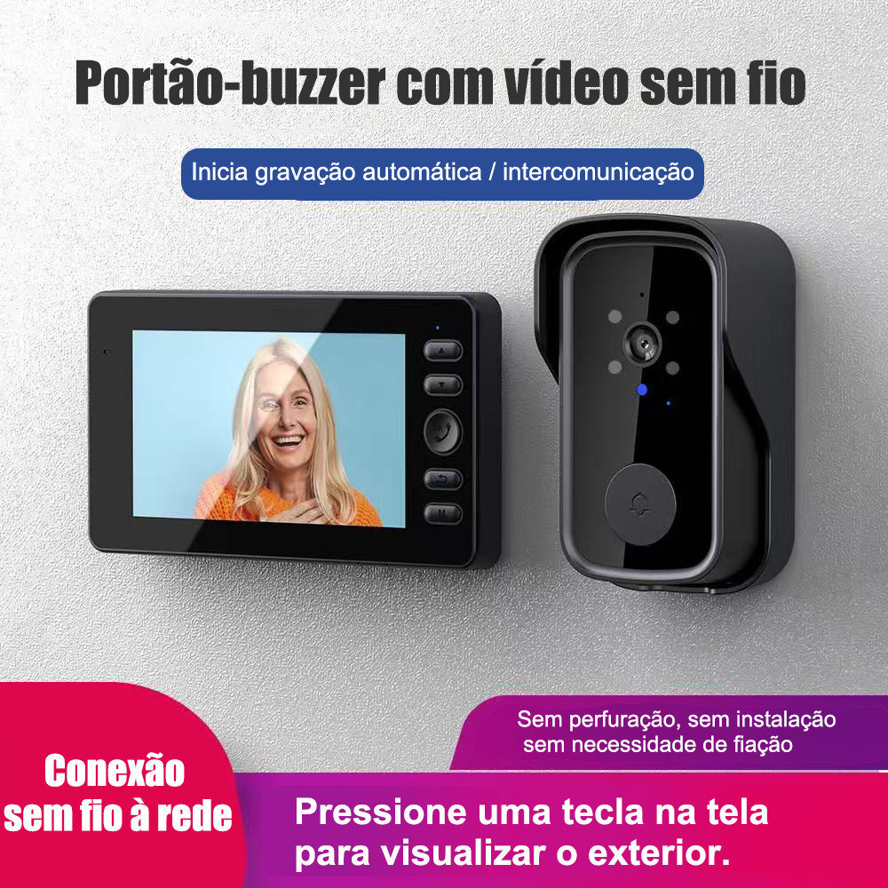 Campainha Visual Sem Fio com Tela - Segurança Inteligente para Sua Casa | Modelo M10s