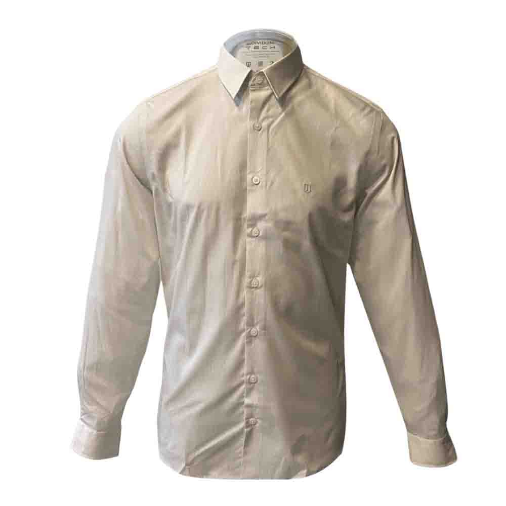 Camisa Individual Slim Fit Cinza Claro