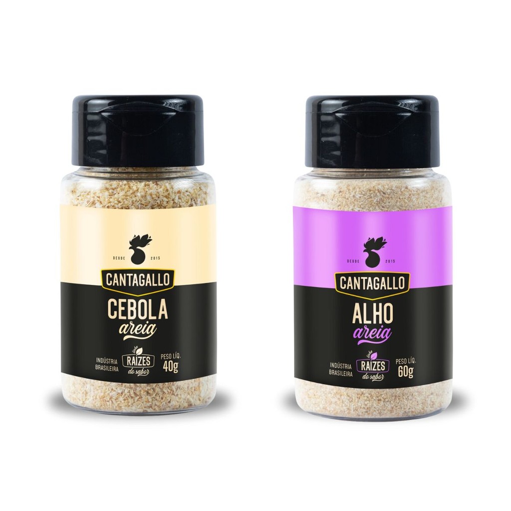 Kit Tempero Alho e Cebola Areia CantaGallo - Condimentos Naturais Puro Desidratado Cozinha