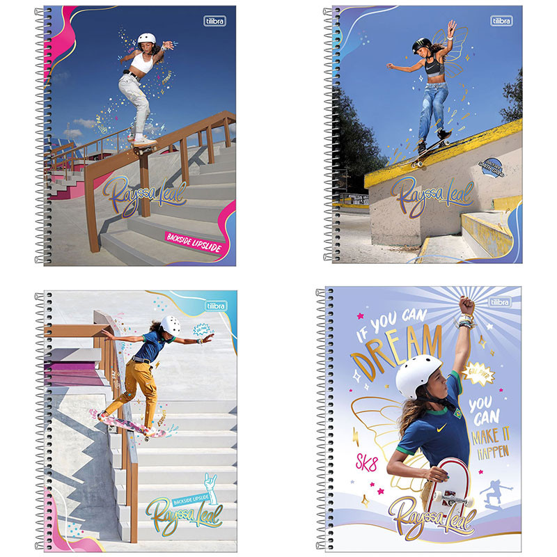 Caderno espiral capa dura universitário 1x1 80 folhas Rayssa Leal Tilibra em Oferta na Shopee