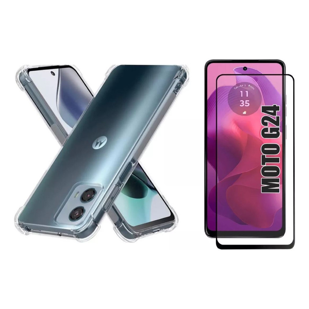Capa Capinha Anti Impacto Compatível Com Motorola Moto G24 E/OU Pelicula 3D Vidro Temperado