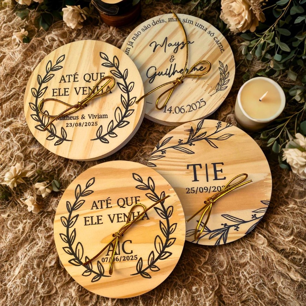 Porta Alianças Rústico em Madeira Pinus para Casamento | Personalizado
