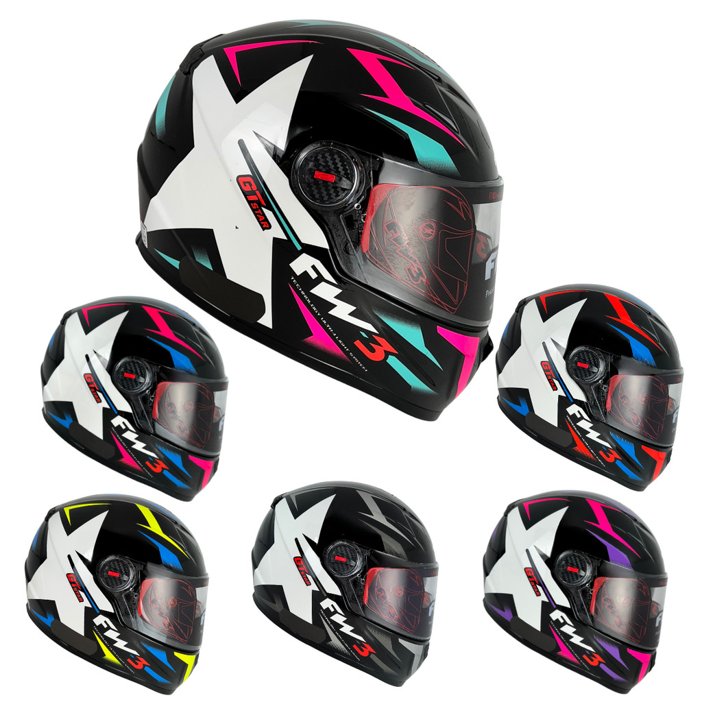 Capacete Lançamento FW3 GTX STAR Integral Fechado Viseira Cristal Óculos Escuros Interno Proteção UV Cores Brilho em Oferta na Shopee